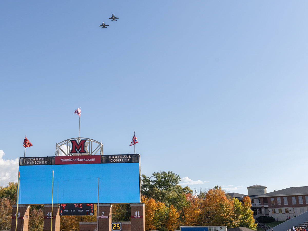 Jets overhead of Yager Stadium